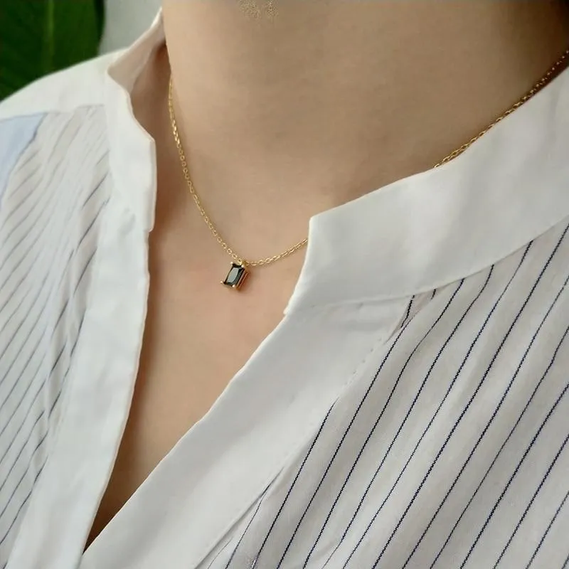 Black Zircon Square Necklace