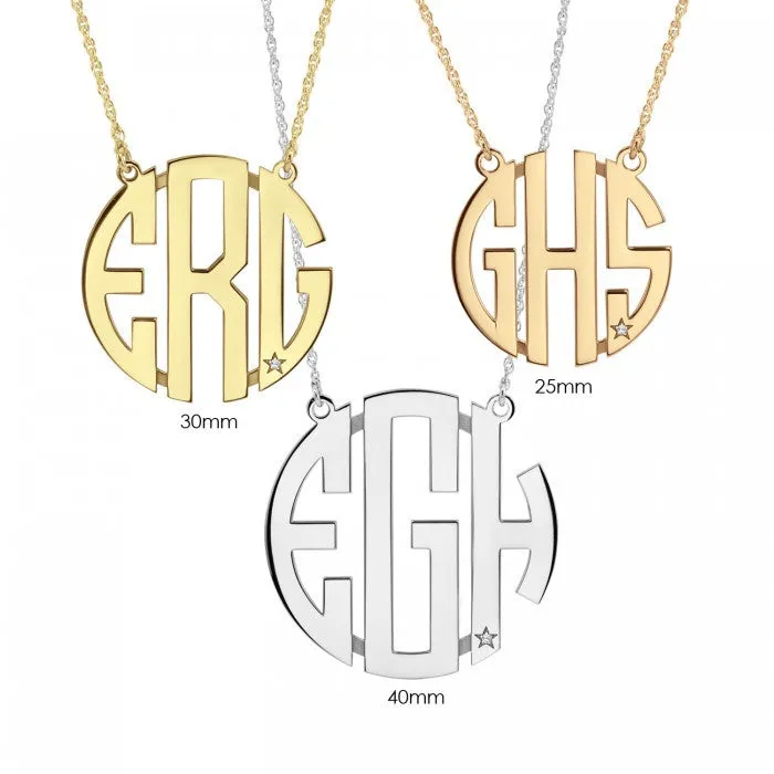 Block Monogram Necklace with Diamond Accent