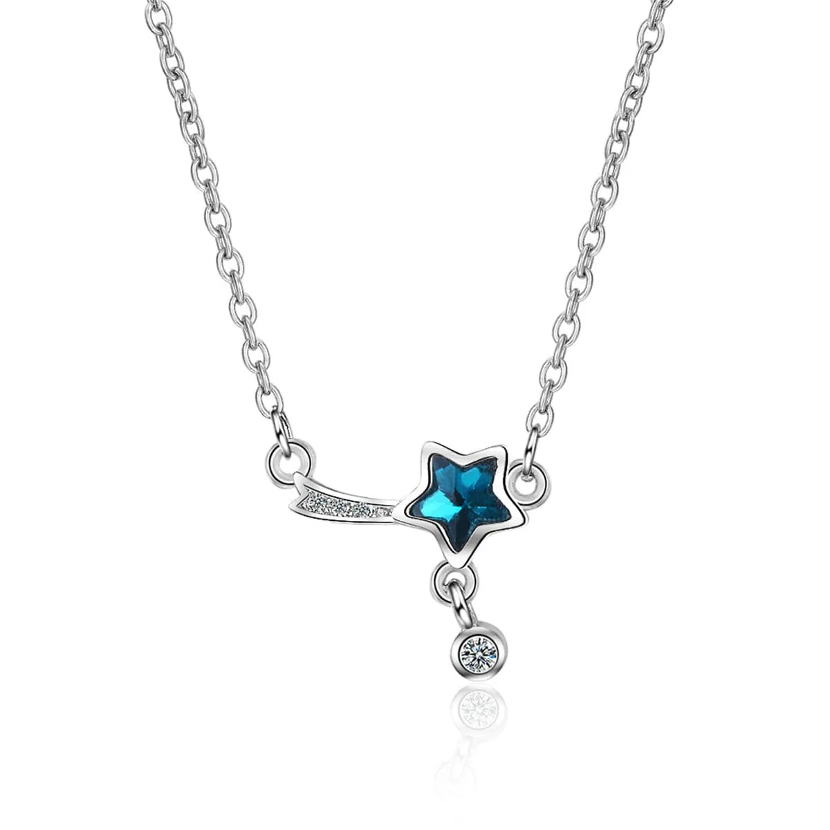 Blue Crystal & Cubic Zirconia Star Pendant Necklace