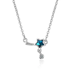 Blue Crystal & Cubic Zirconia Star Pendant Necklace