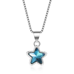 Blue Crystal & Silver-Plated Star Pendant Necklace