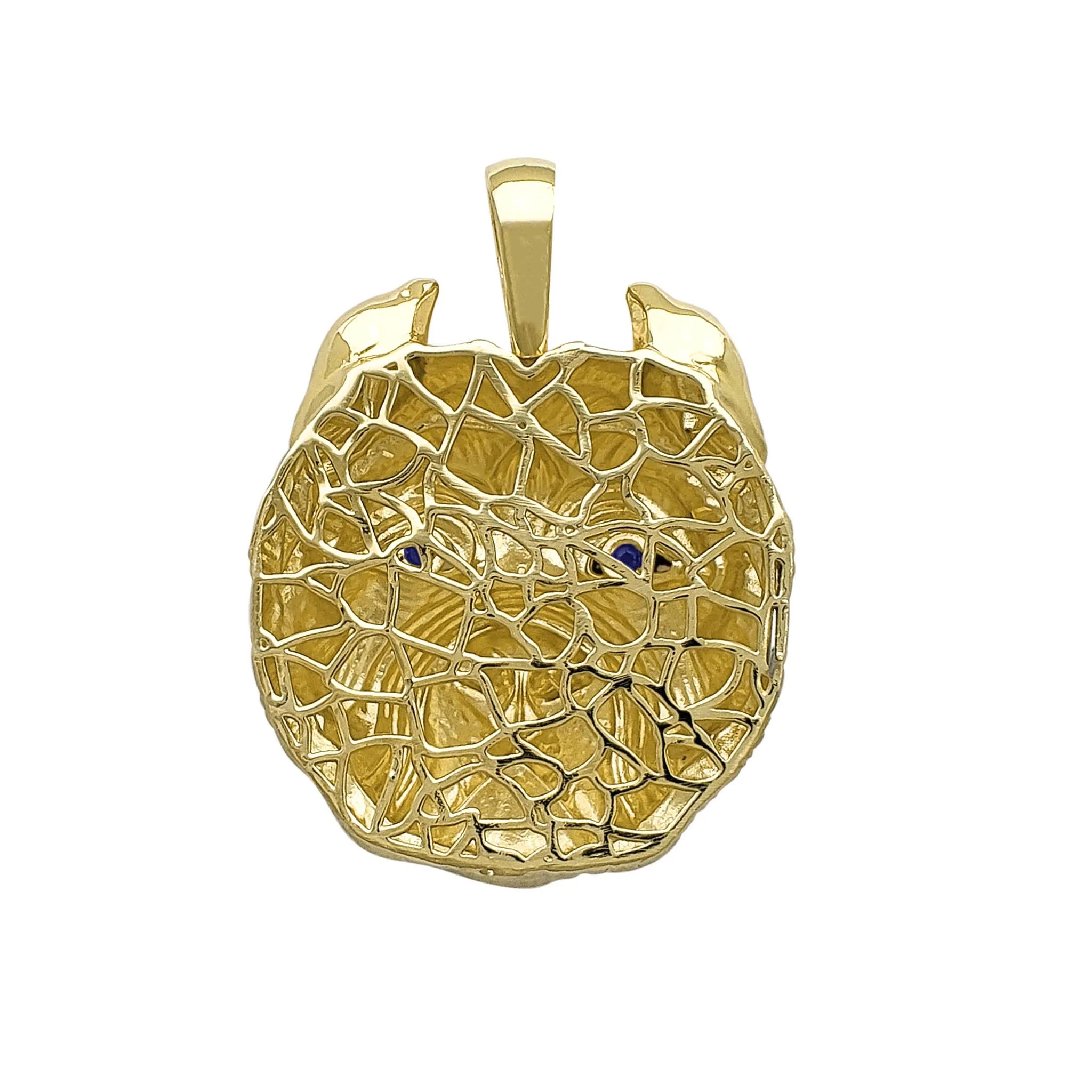 Blue-Eyes Glossy Matte Bulldog Head Pendant (14K)