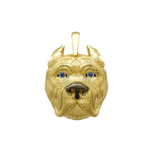 Blue-Eyes Glossy Matte Bulldog Head Pendant (14K)