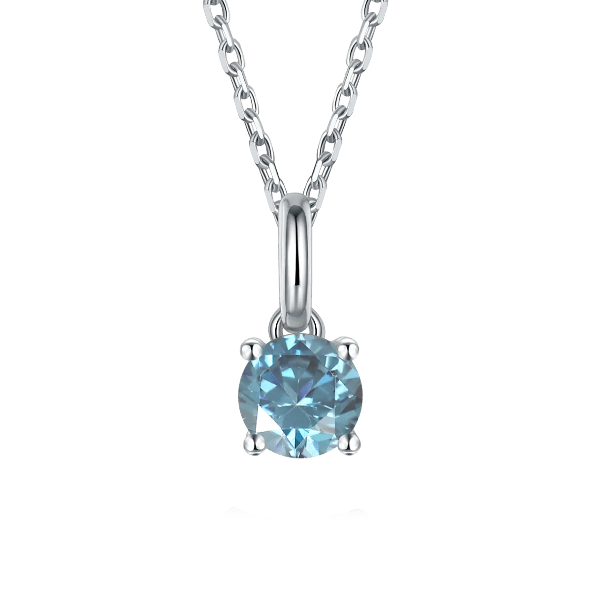 Blue Moissanite Solitiare Necklace