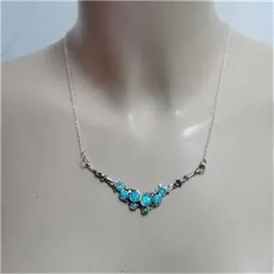 Blue Opal Pendant Necklace Gift Handmade 925 Sterling Silver Hadar Designers  (H