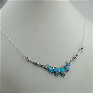 Blue Opal Pendant Necklace Gift Handmade 925 Sterling Silver Hadar Designers  (H