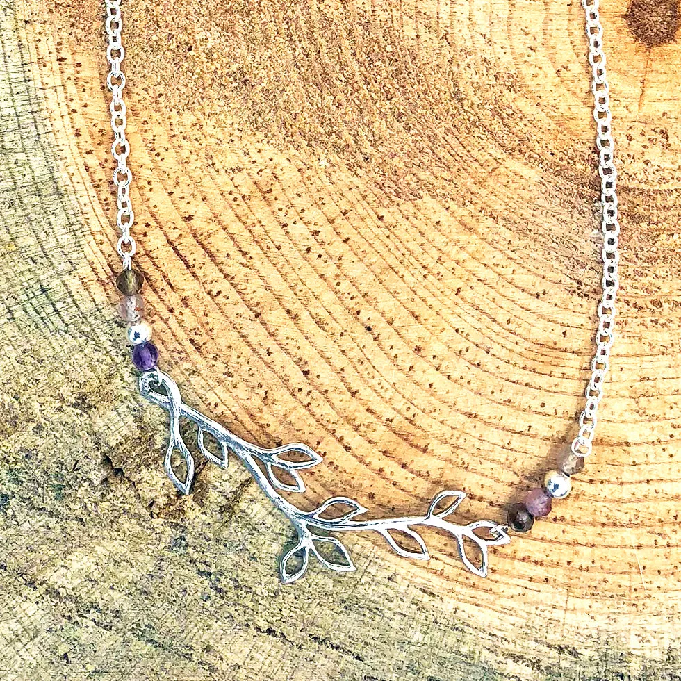 Branch Necklace with Rutilated Quartz