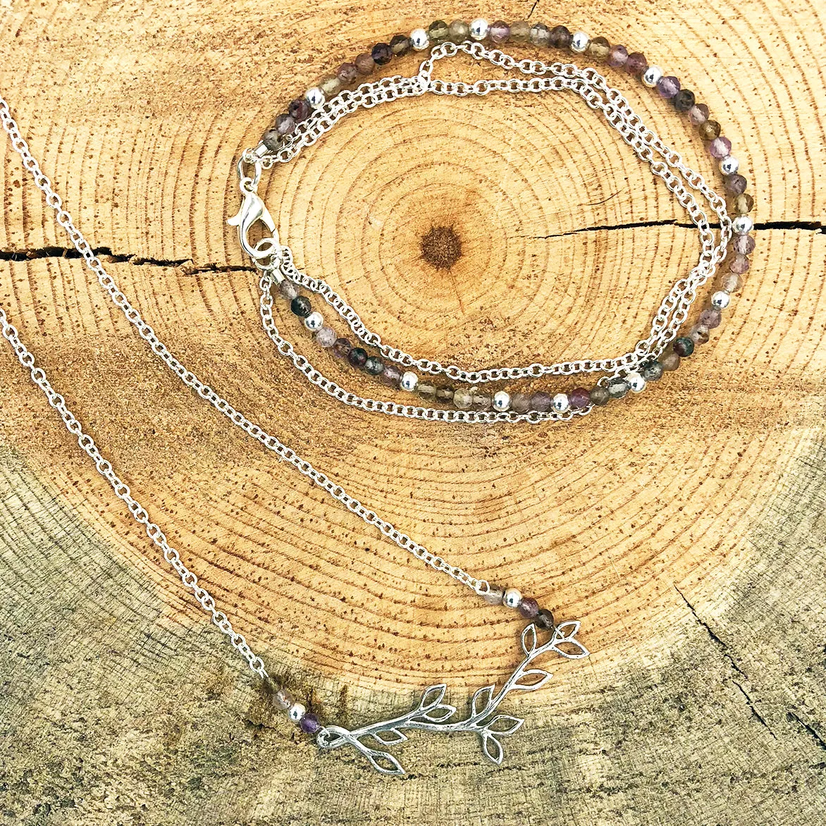 Branch Necklace with Rutilated Quartz