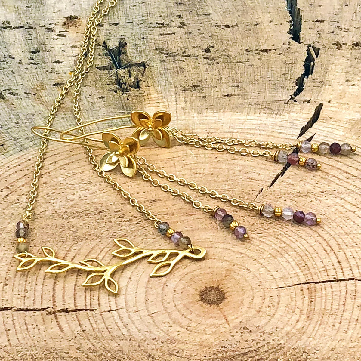 Branch Necklace with Rutilated Quartz