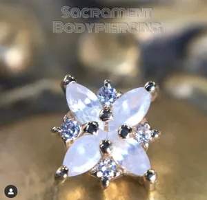 BVLA - mini pleades featuring sandblasted pear cut CZs and 4 brilliant cut czs