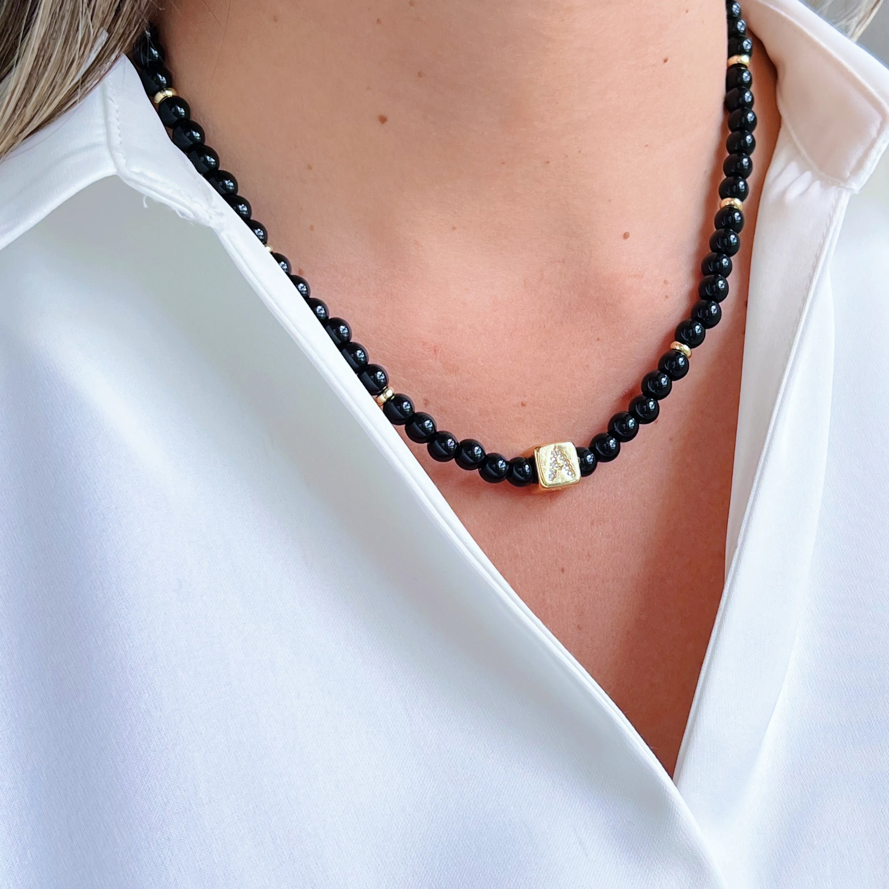 Carry Your Power, Wear Your Initial Onyx Necklace