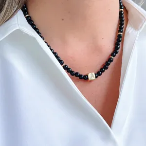 Carry Your Power, Wear Your Initial Onyx Necklace