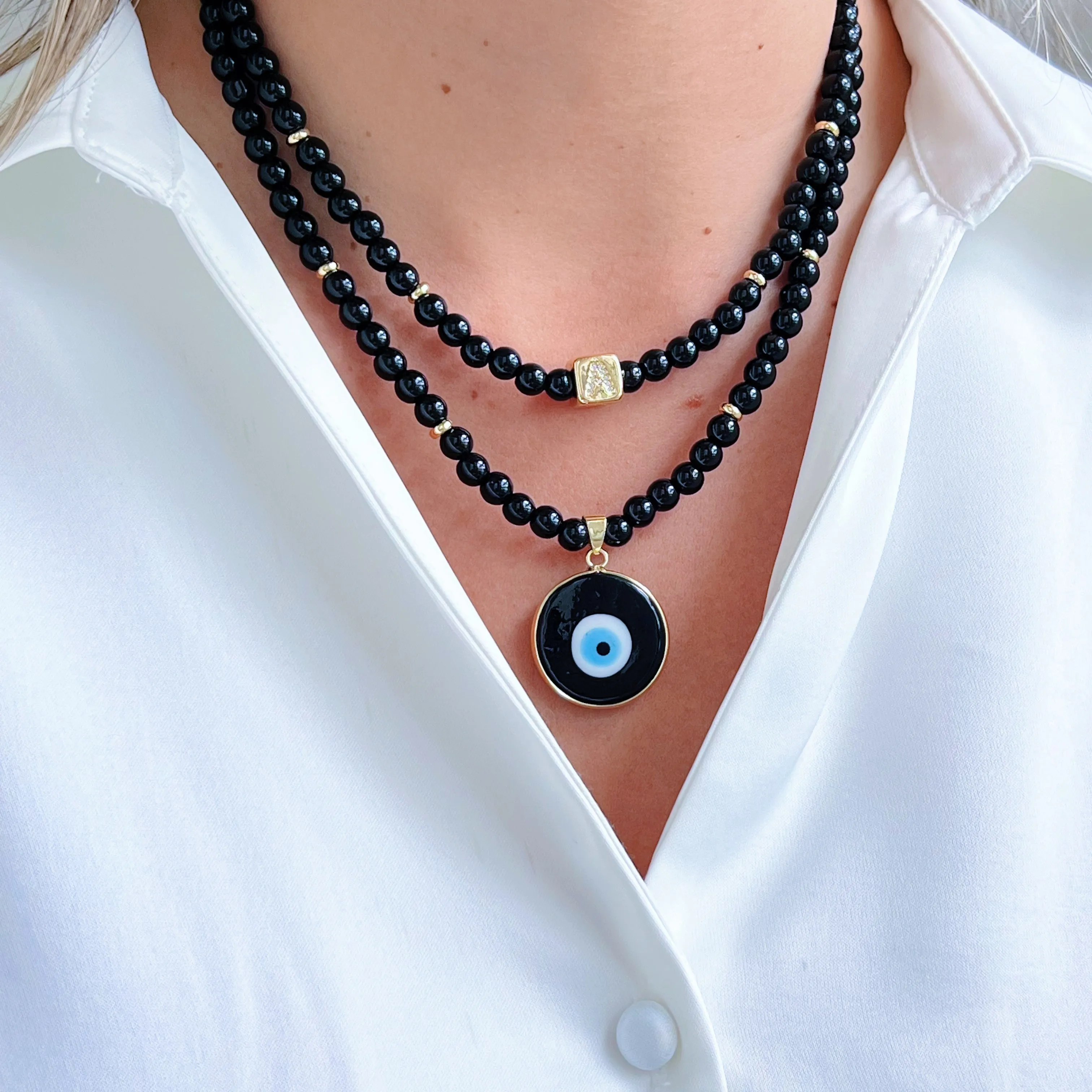Carry Your Power, Wear Your Initial Onyx Necklace