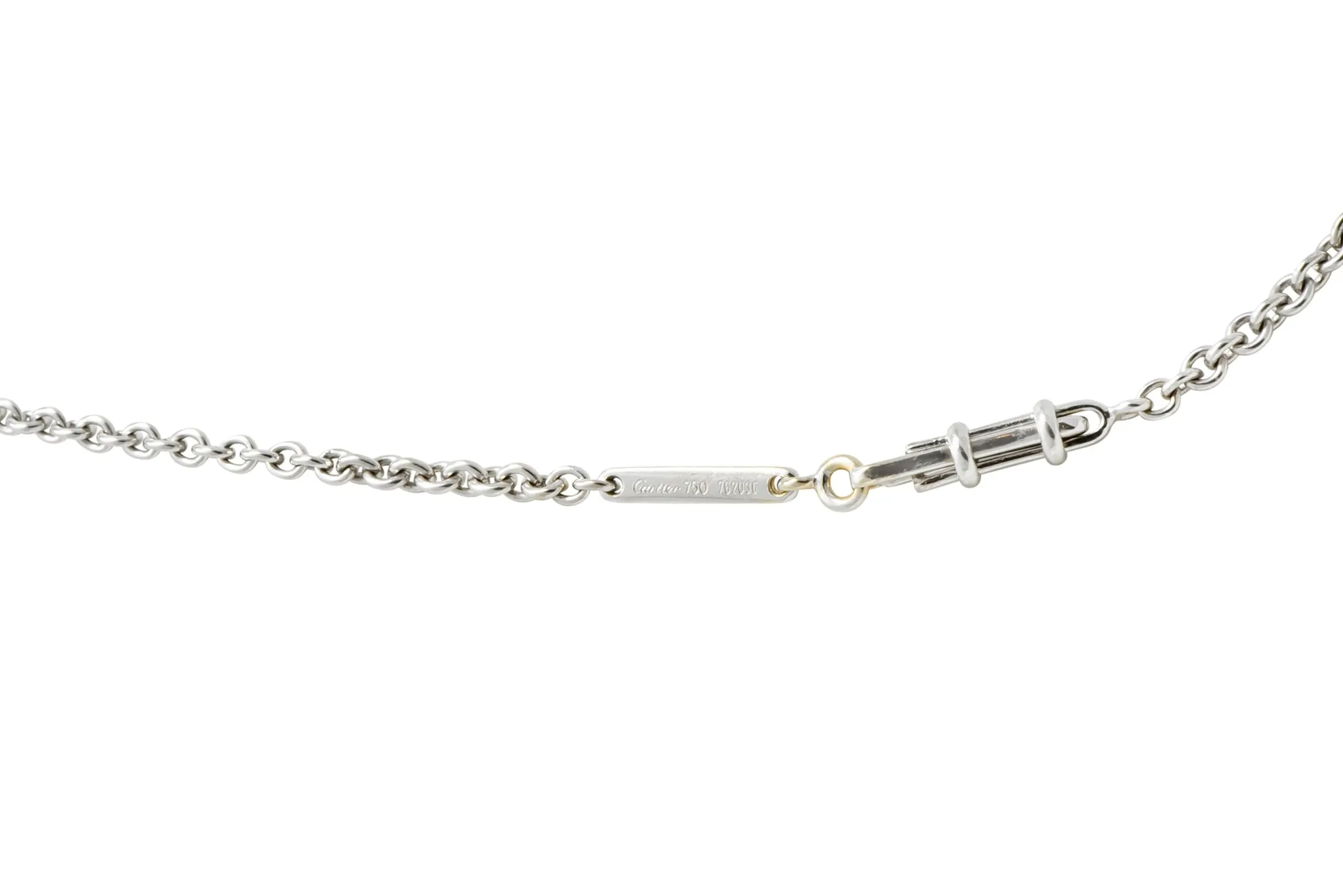Cartier Diamond 18 Karat White Gold Contemporary French Solitaire Necklace
