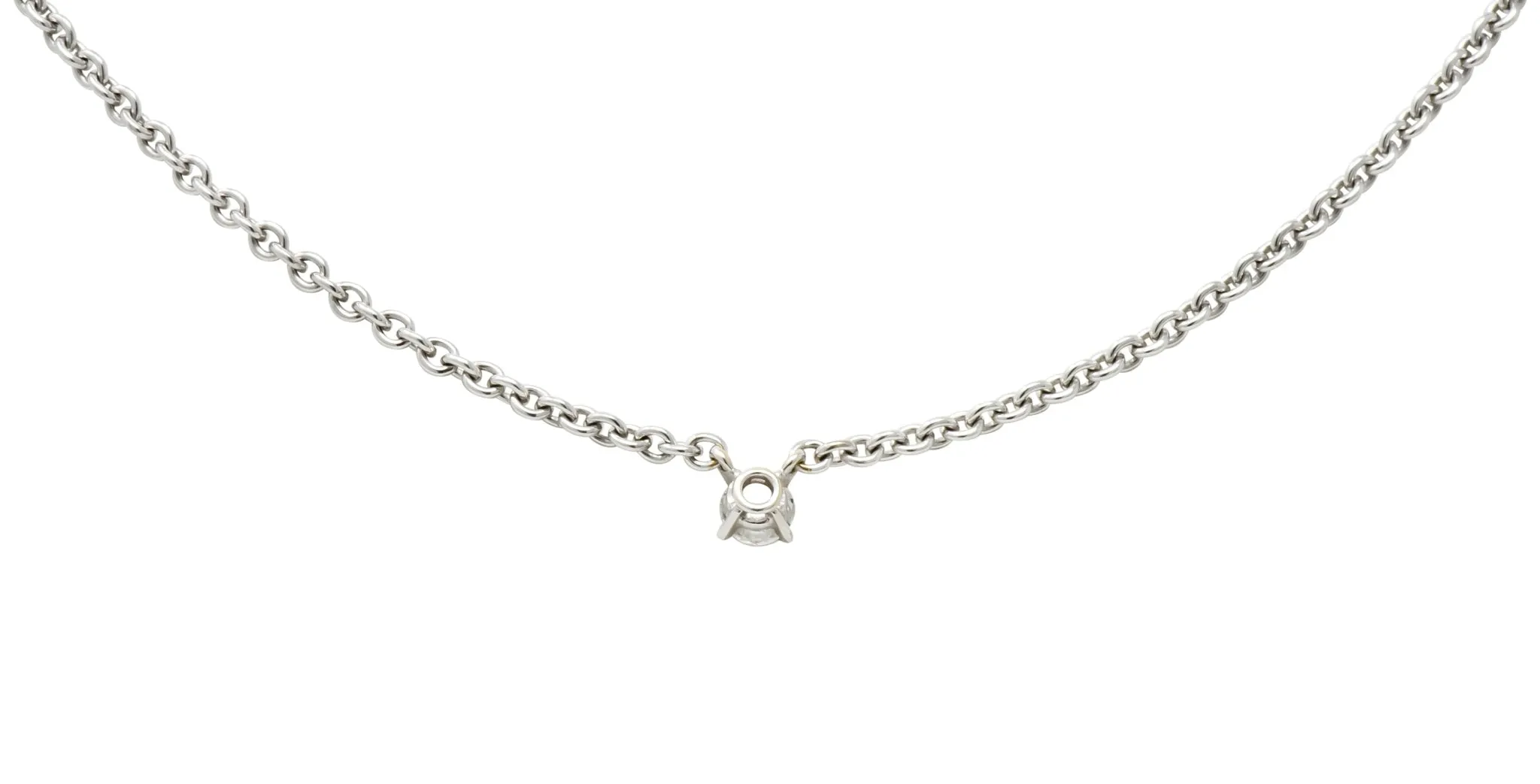Cartier Diamond 18 Karat White Gold Contemporary French Solitaire Necklace