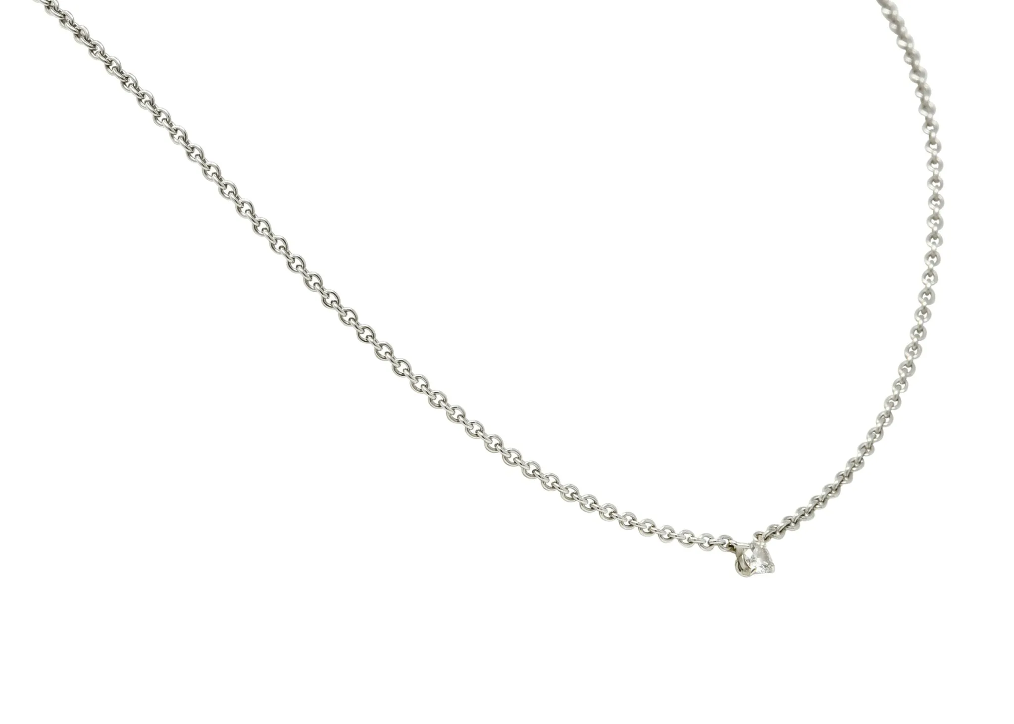 Cartier Diamond 18 Karat White Gold Contemporary French Solitaire Necklace