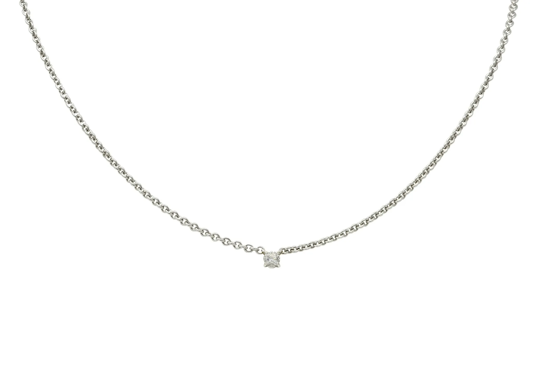Cartier Diamond 18 Karat White Gold Contemporary French Solitaire Necklace