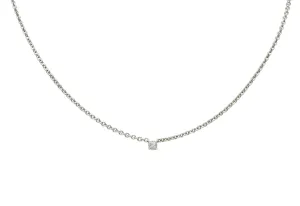 Cartier Diamond 18 Karat White Gold Contemporary French Solitaire Necklace