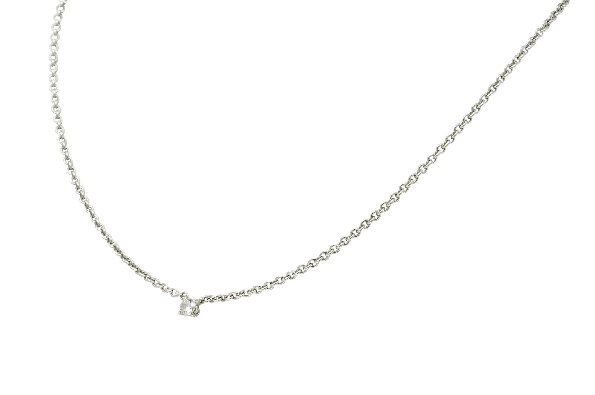 Cartier Diamond 18 Karat White Gold Contemporary French Solitaire Necklace