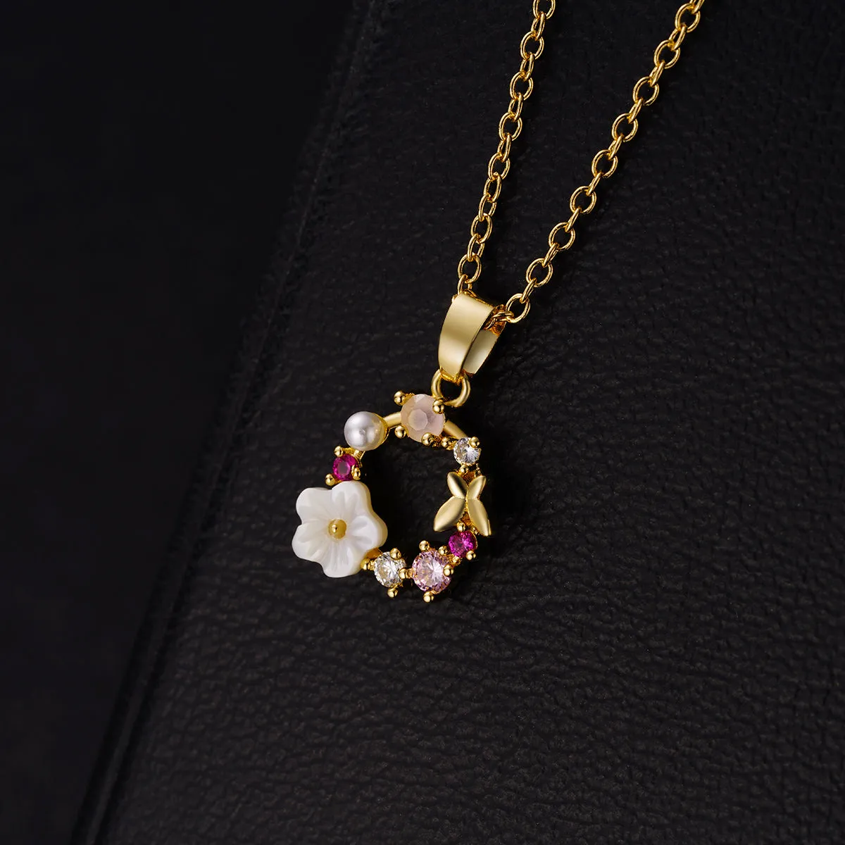 Cat's Eye & Pearl 18k Gold-Plated Flower Pendant Necklace