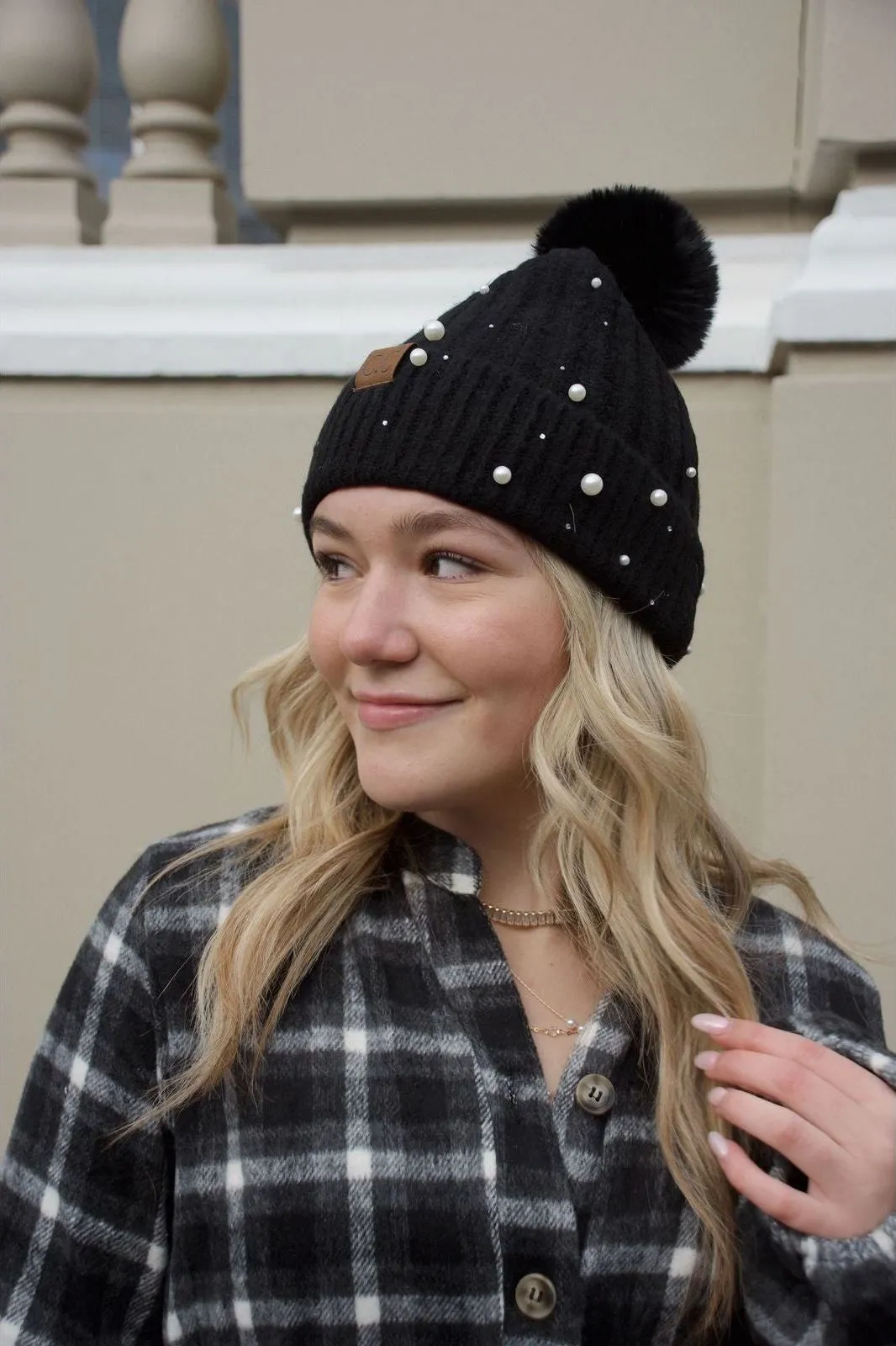 C.C. Pearl Beanie - Black