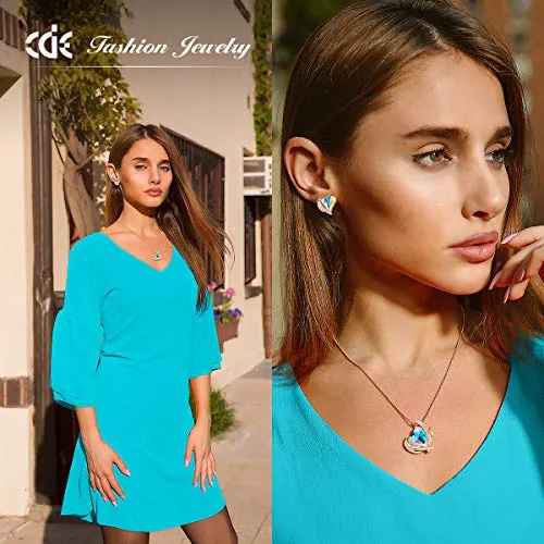 CDE Love Heart Pendant Necklaces for Women Silver Tone Rose Gold Tone Crystals June Birthstone Jewelry Gifts for Party/Anniversary Day/Birthday