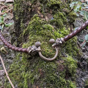 Celtic Fox leather necklace with Bronze clasps