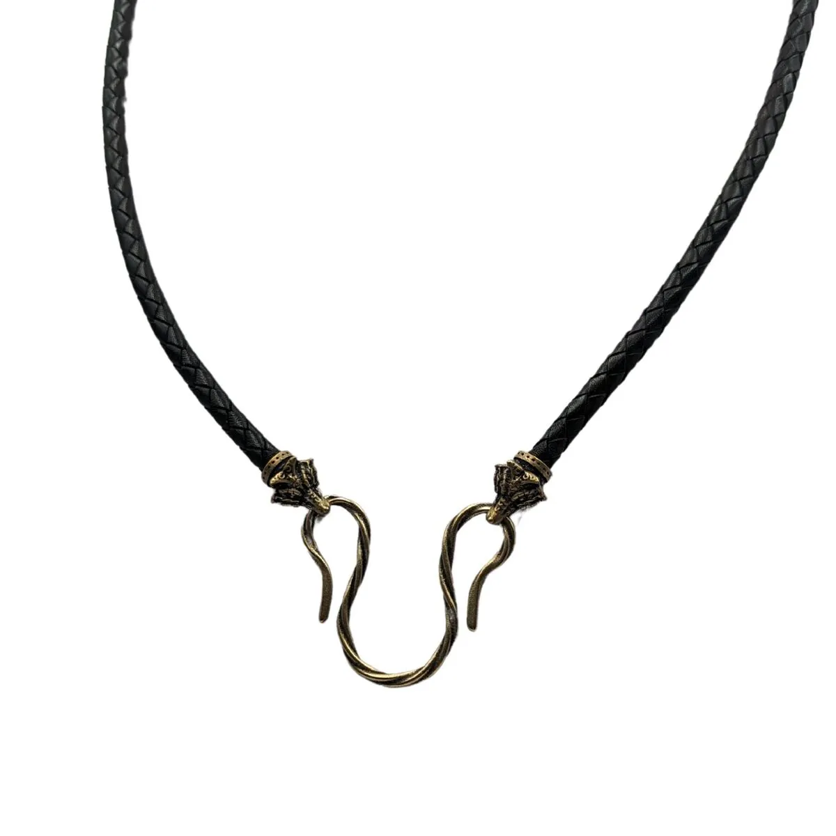 Celtic Fox leather necklace with Bronze clasps