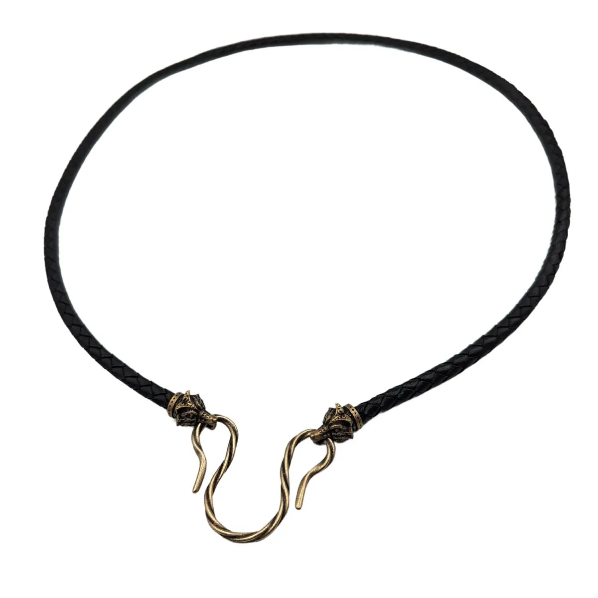 Celtic Fox leather necklace with Bronze clasps
