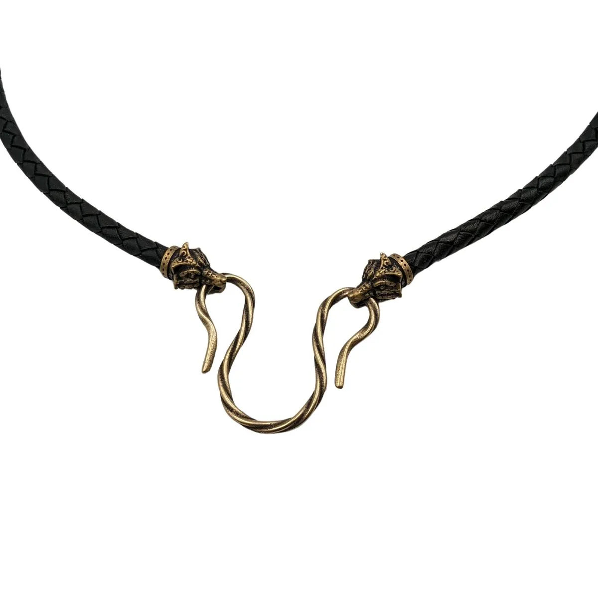 Celtic Fox leather necklace with Bronze clasps