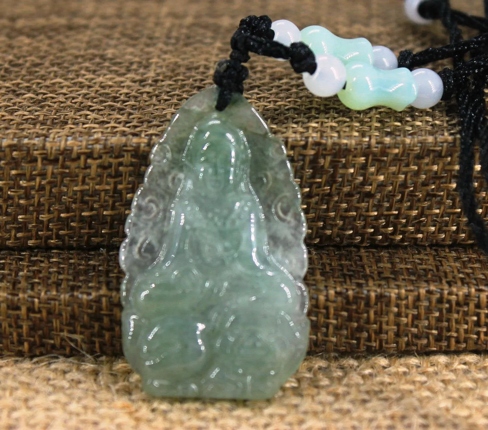 Certified 10% OFF- Natural Ice Jadeite Emerald Jade Tablet Kuanyin Pendant《Grade A》