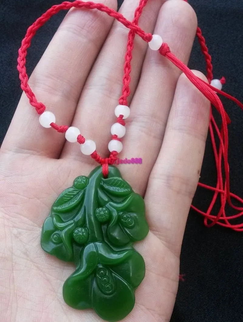Certified Natural Green Hetain Jade HandCarved Flower Pendant
