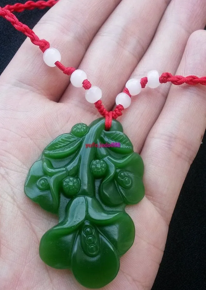 Certified Natural Green Hetain Jade HandCarved Flower Pendant
