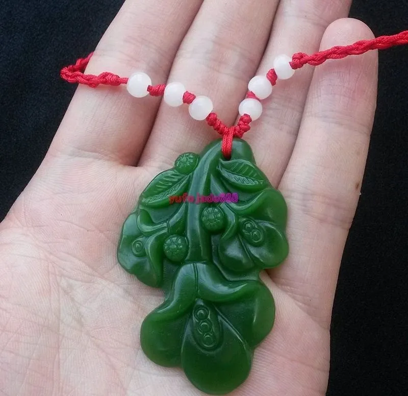 Certified Natural Green Hetain Jade HandCarved Flower Pendant