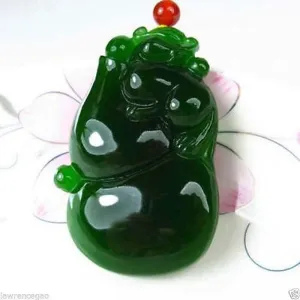 Certified Natural Hetain Jade Handcarved Gourd-Leaf Pendant