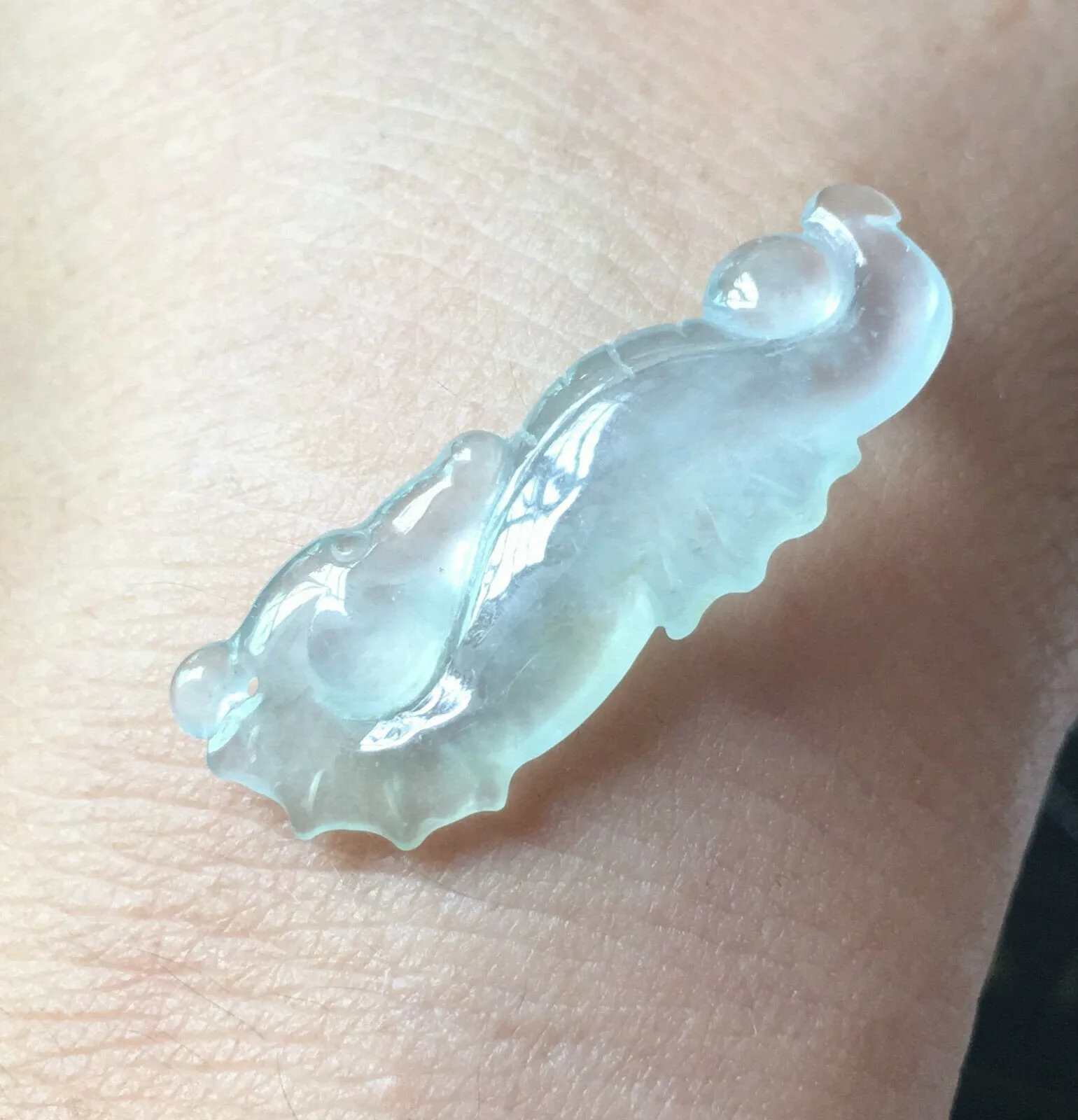 Certified Natural Icy Jadeite Emerald Jade Highly Translucent Dragon Horse Pendant《Grade A》ZS19221629