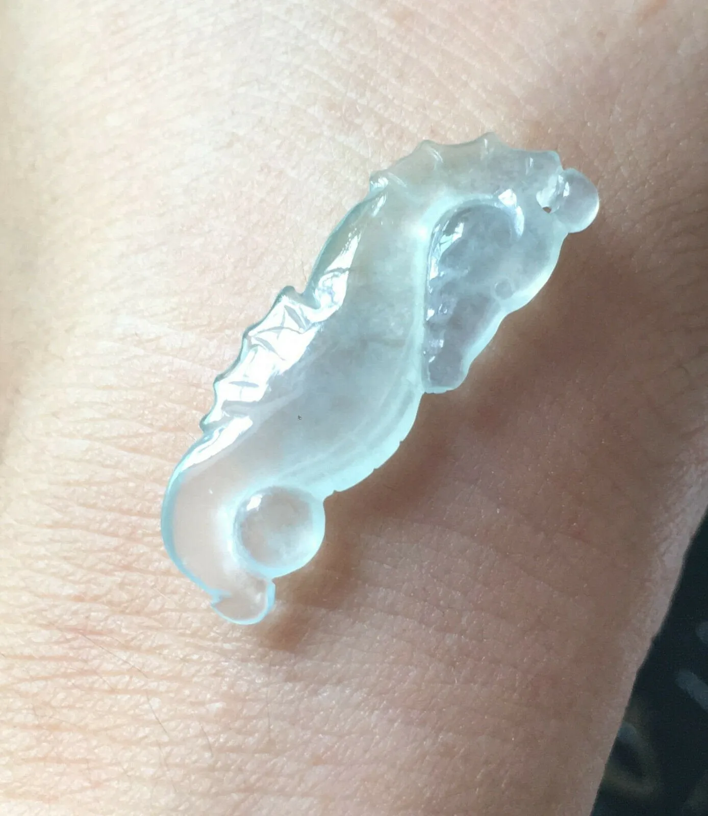 Certified Natural Icy Jadeite Emerald Jade Highly Translucent Dragon Horse Pendant《Grade A》ZS19221629