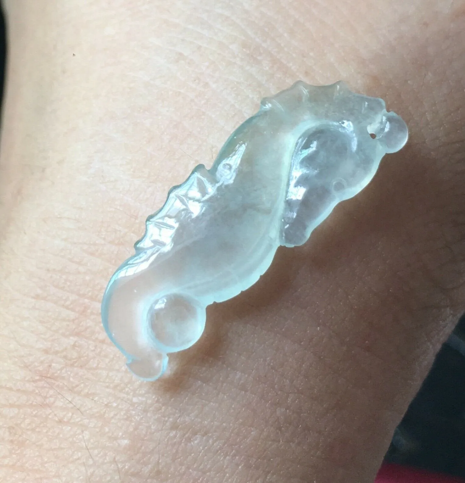 Certified Natural Icy Jadeite Emerald Jade Highly Translucent Dragon Horse Pendant《Grade A》ZS19221629