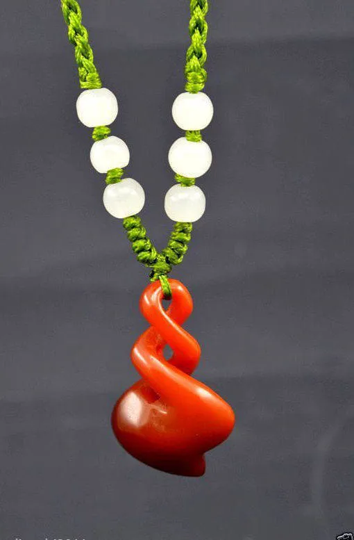 Certified Natural Red Jadeite Emerald Jade Spiral Pendant
