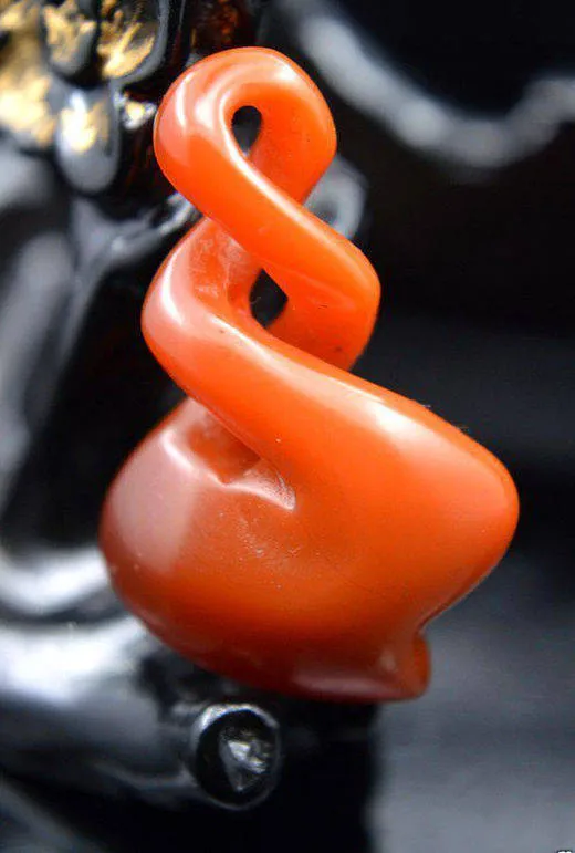Certified Natural Red Jadeite Emerald Jade Spiral Pendant