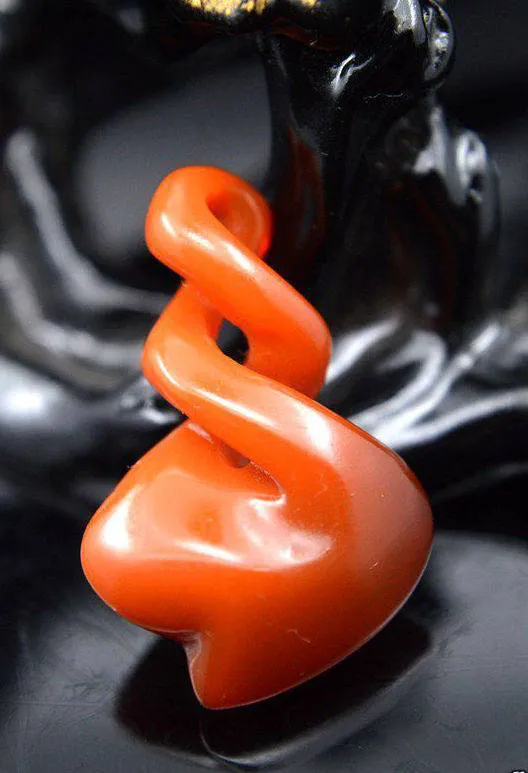 Certified Natural Red Jadeite Emerald Jade Spiral Pendant