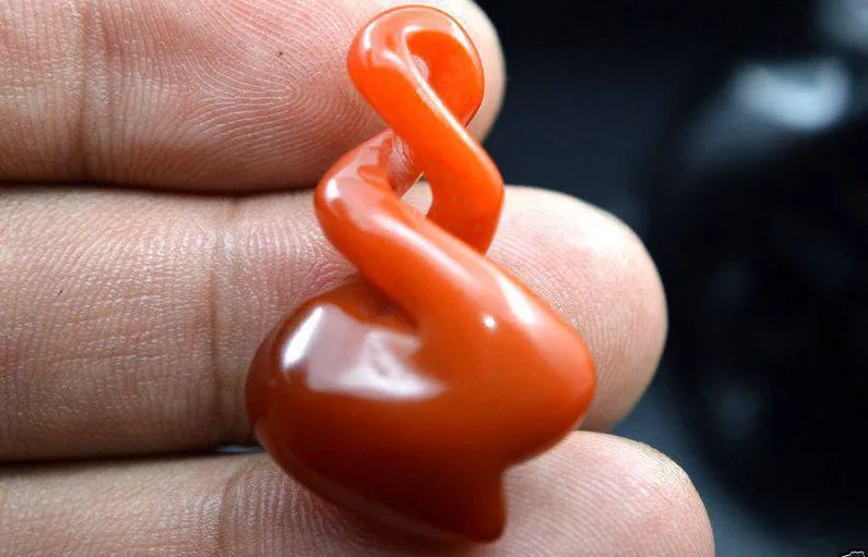 Certified Natural Red Jadeite Emerald Jade Spiral Pendant