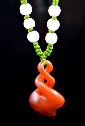 Certified Natural Red Jadeite Emerald Jade Spiral Pendant