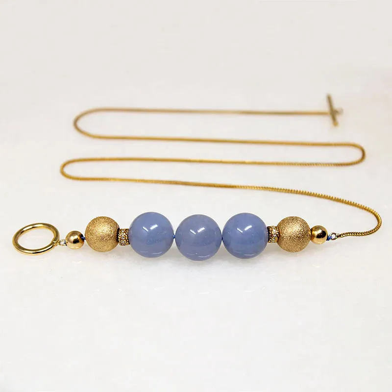 Chalcedony, Gold, & Diamond Bead Necklace by Ancient Influences