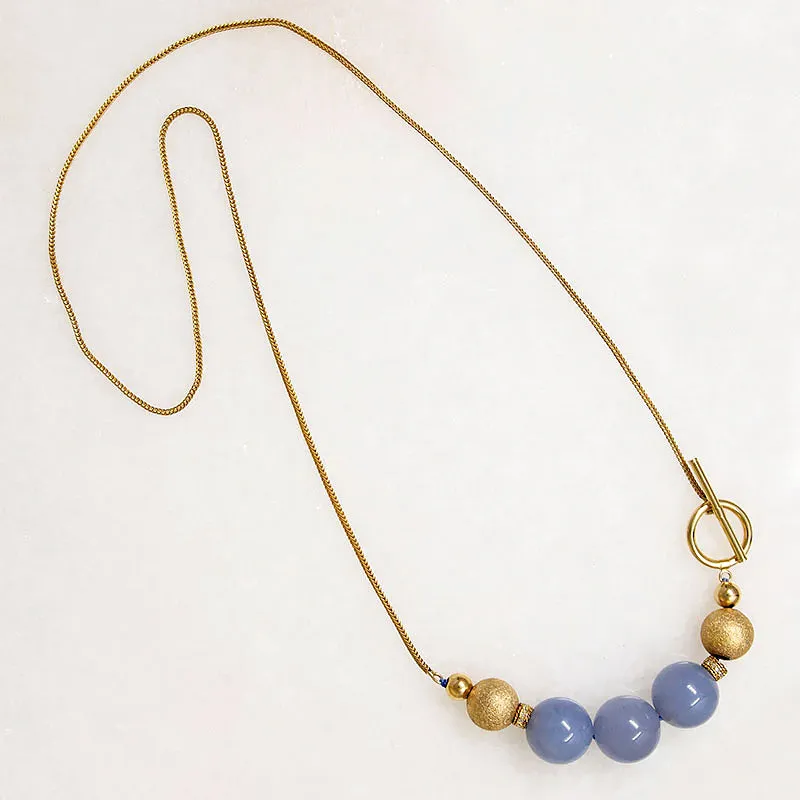 Chalcedony, Gold, & Diamond Bead Necklace by Ancient Influences