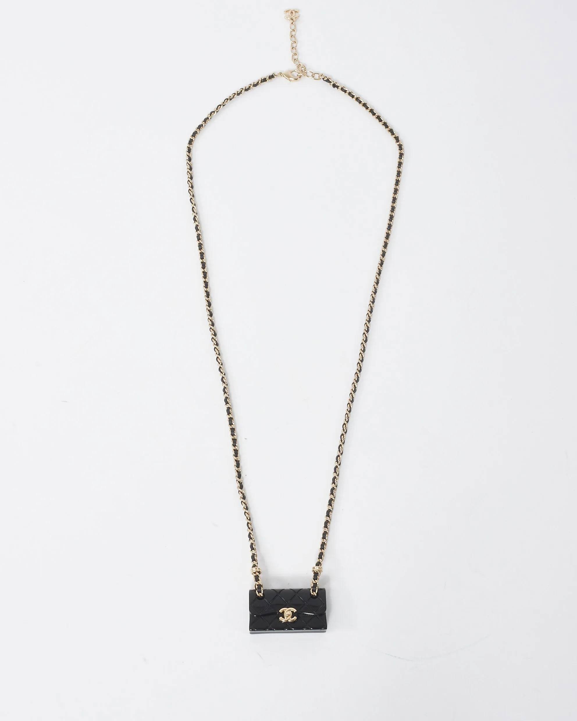 Chanel Black and Gold 2023 CC Turnlock Chain Bag Necklace
