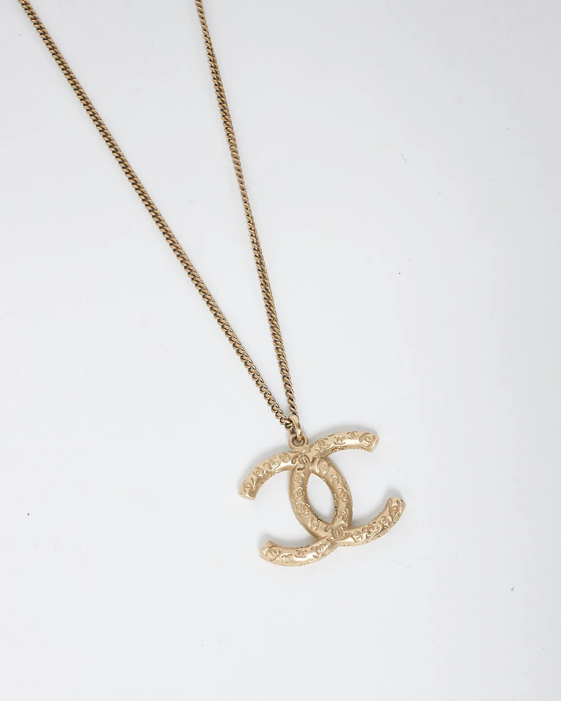 Chanel Gold Logo Pendant Necklace