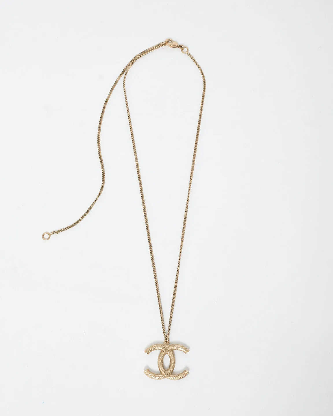 Chanel Gold Logo Pendant Necklace