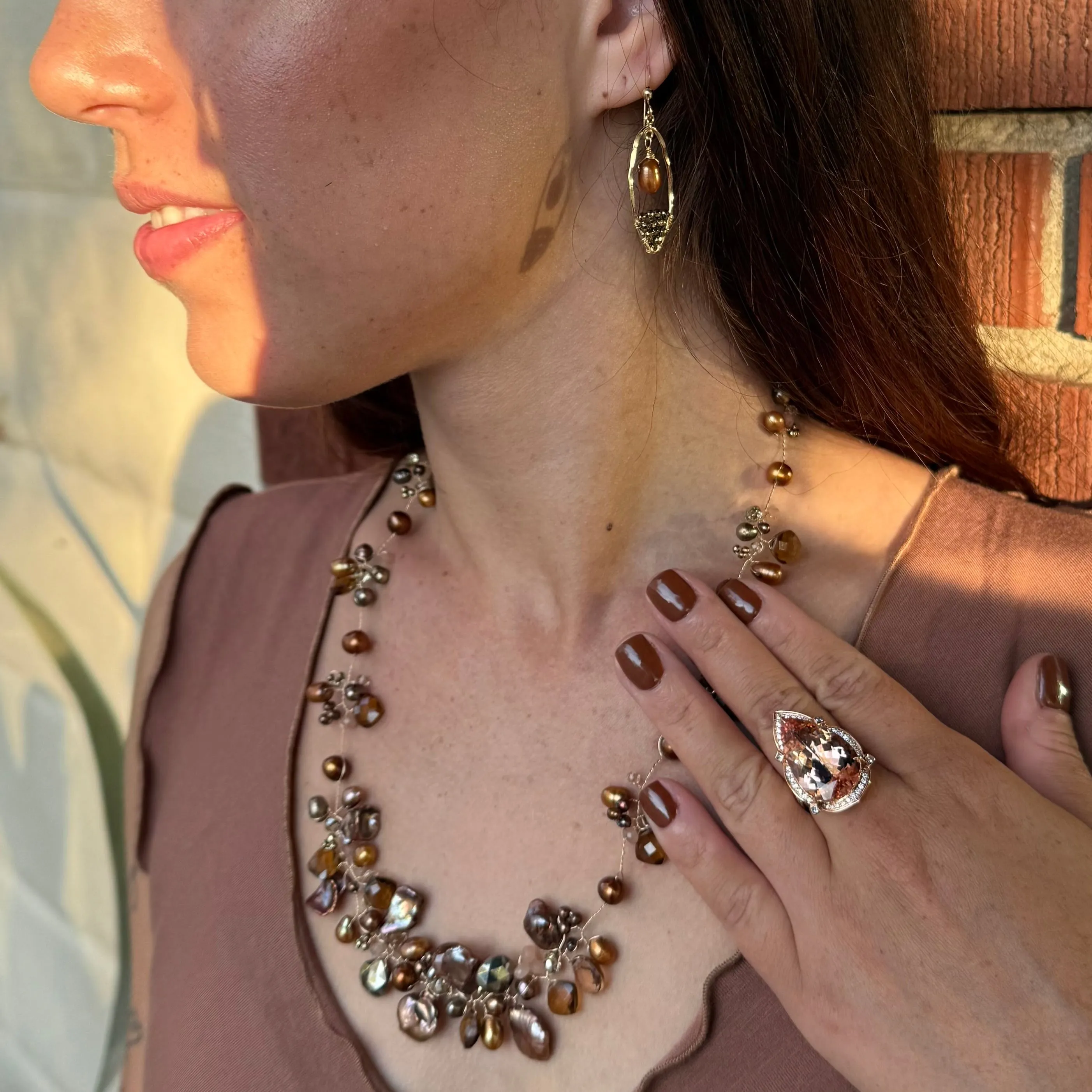 Chocolate Pearls Twisted Necklace