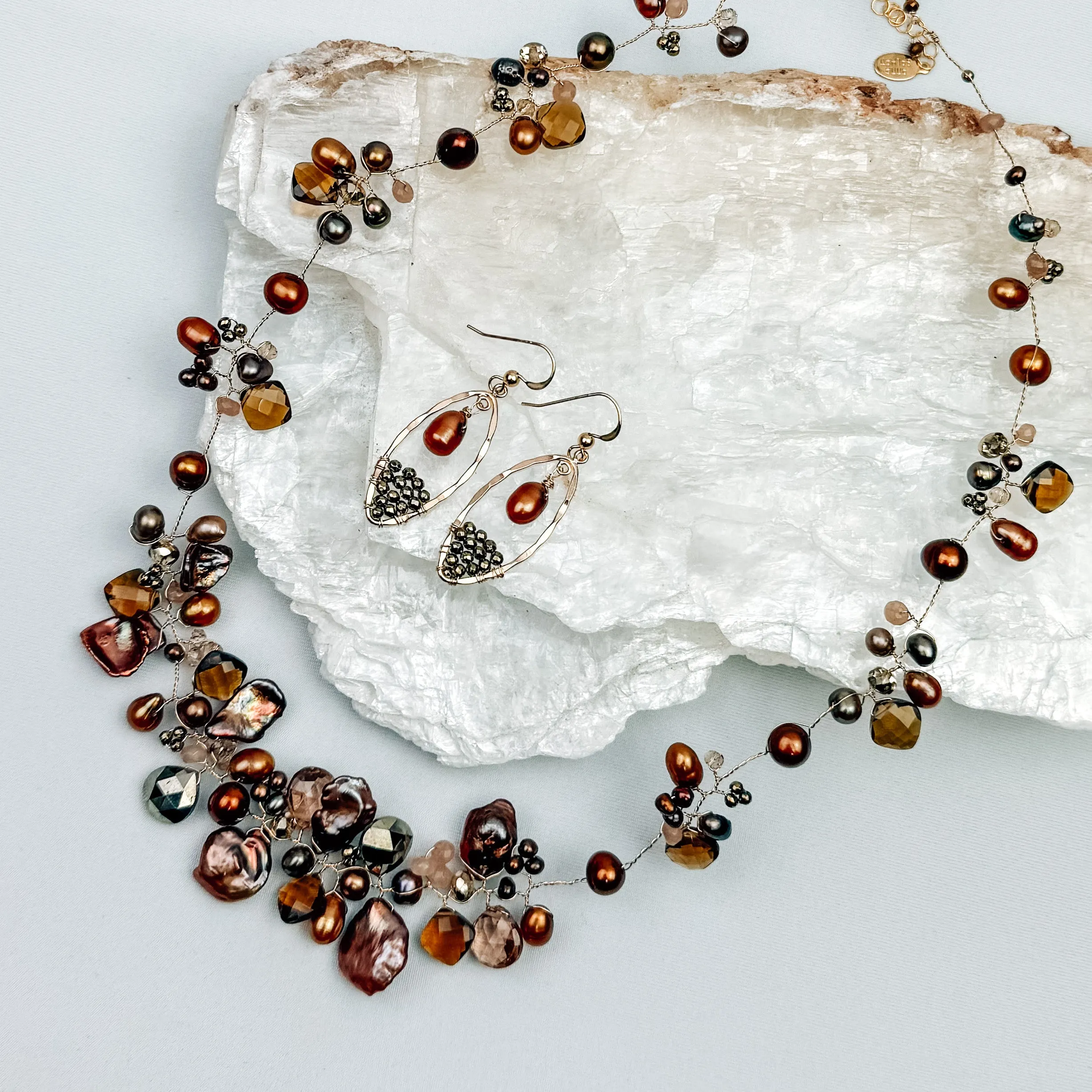 Chocolate Pearls Twisted Necklace